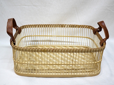 竹 長角格子かご 中