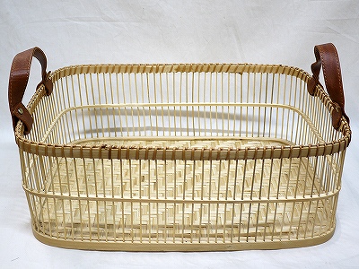 竹 長角格子かご 大